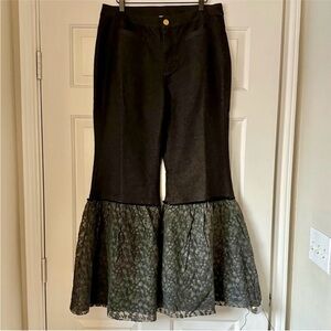 A Rare Bird Black Flare jeans with Lace Hem detail L XL plus XXL